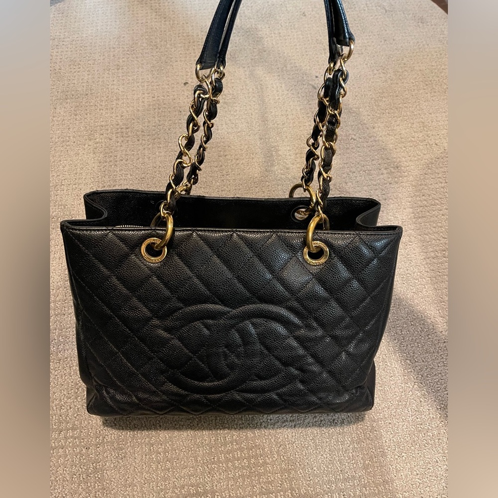 Chanel GST Black W/Gold hardware Caviar Leather